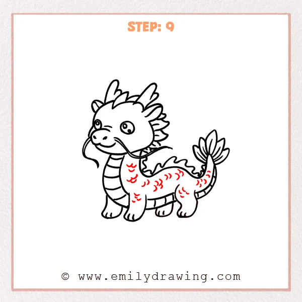 how to draw a chinese dragon - Step 9